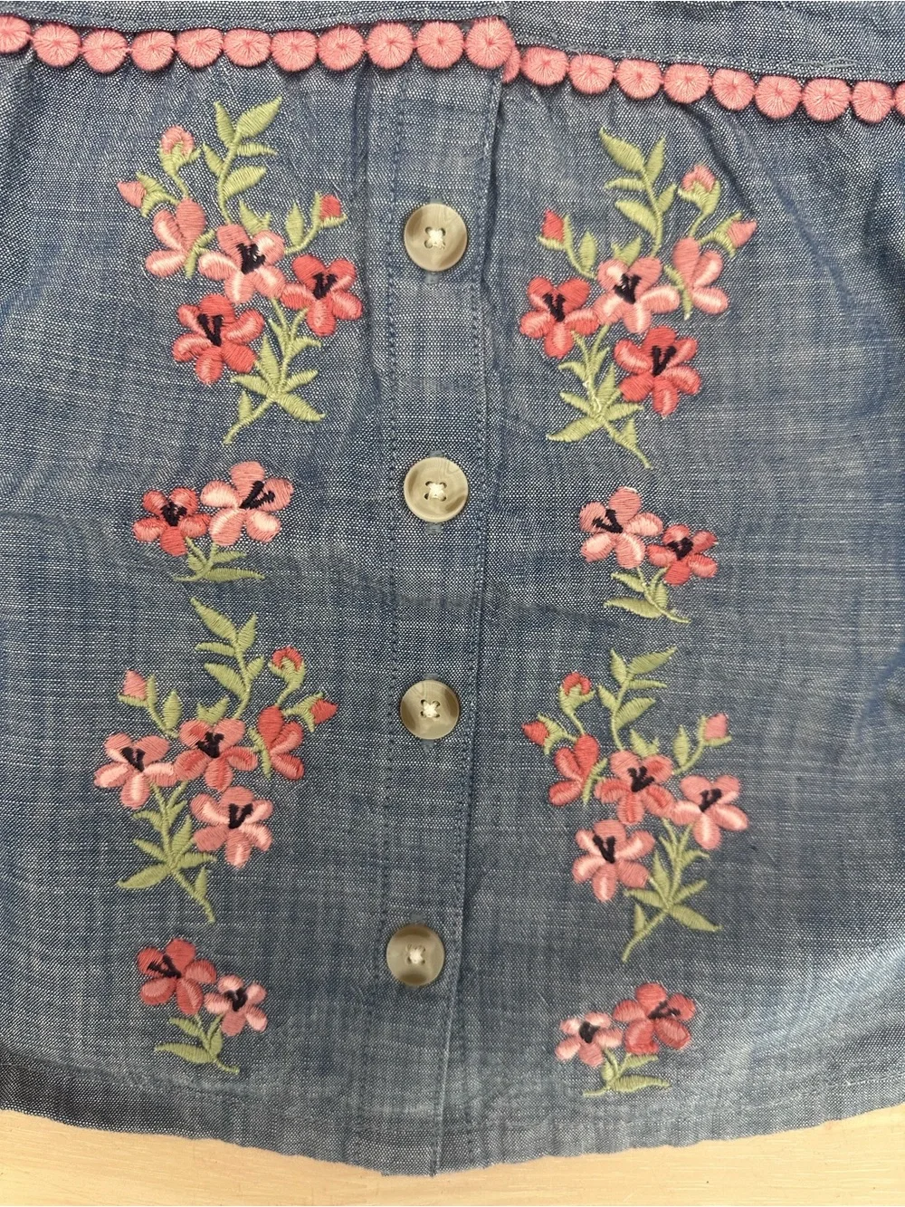 NWOT Gymboree Floral Embroidered Chambray Shirt
